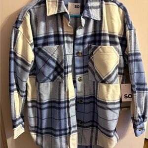 SO Blue and Cream Plaid Shirt